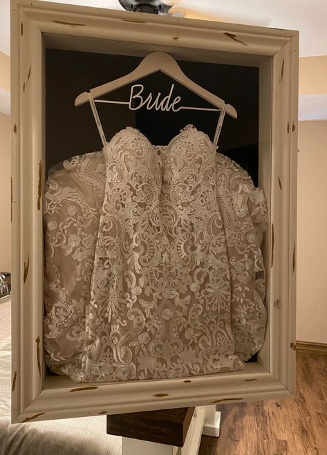 Wedding Dress Box Display, Preserved Wedding Dress Display, Wedding Dress In Shadow Box Display, Wedding Dress Framed, Wedding Dress Frame Display, Shadow Box For Wedding Dress, Framing Wedding Dress, Wedding Dress Shadow Box Display, Wedding Dress Display In Closet