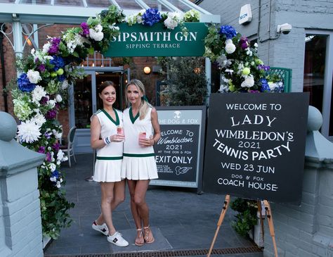 Lady Wimbledon’s Tennis Party 2021 at The Dog & Fox Wimbledon Birthday Party, Wimbledon Party Outfit, Wimbledon Themed Party, Wimbledon Party Decorations, Tennis Fundraiser Ideas, Wimbledon Decorations, Wimbledon Party Food, Tennis Snacks, Country Club Party Theme