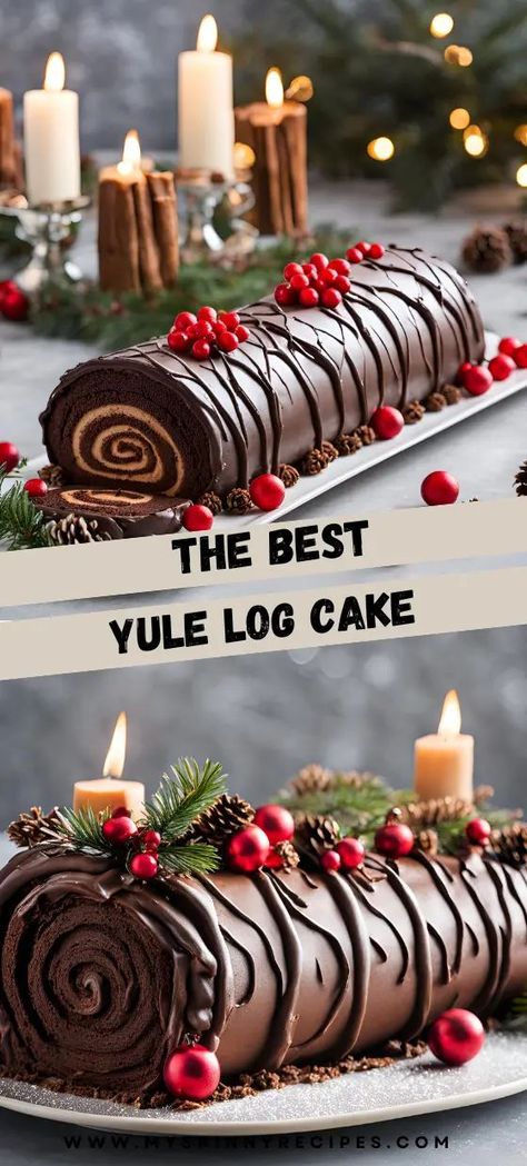 Yule Log Chocolate, Swiss Roll Yule Log, Yuletide Log Cake, Christmas Chocolate Log, Christmas Chocolate Log Cake, Holiday Yule Log Cake, Yule Logs Centerpiece, Christmas Log Recipe, Swiss Roll Cake Christmas