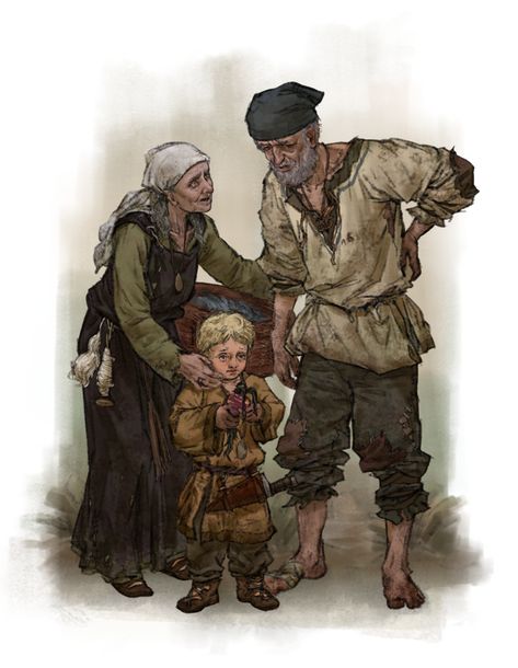 Medieval Peasant Art, Peasant Character Design, Dnd Peasant, Fantasy Peasant, Peasant Art, Medieval Peasant, Warhammer Fantasy Roleplay, Historical Design, The Elder Scrolls