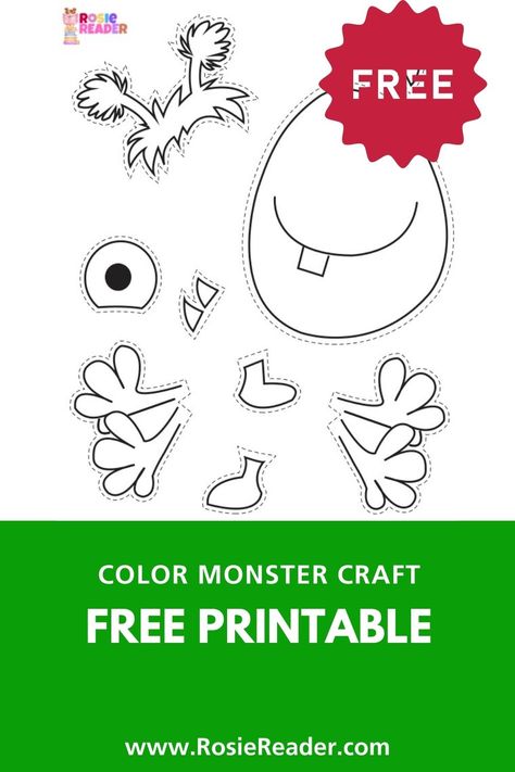 I laughed out loud with this Color Monster craft! Can't wait to do it with my daughter :) Color Monster Printable, Color Monster Craft, Monster Template, The Color Monster, Build A Monster, Monster Printable, Shape Activities Kindergarten, Color Monster, Shape Activities Preschool