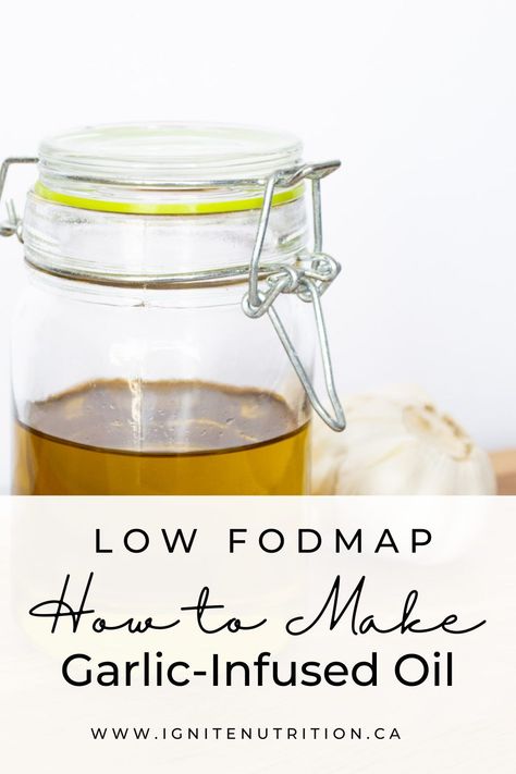 This low FODMAP garlic-infused oil is perfect for people who are following a gut friendly diet. It's packed full of delicious garlic flavour, but without the fructans that can cause digestive issues for some people. Use it to cook your favourite meals and enjoy! Fodmap Sauces, Garlic Infused Oil, Infused Oil Recipes, Fodmap Recipes Dinner, Low Fodmap Recipes Dinner, Fodmap Friendly Recipes, Low Fodmap Diet Recipes, Garlic Infused Olive Oil, Fodmap Diet Recipes