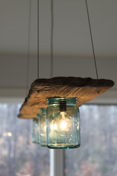 15 Breathtaking DIY Wooden Lamp Projects to Enhance Your Decor With homesthetics diy wood projects (4) Toples Kaca, Diy Luminaire, Mason Jar Lights, Glass Shade Pendant Light, Lampe Diy, Diy Lampe, Hemma Diy, Dekor Diy, Diy Casa