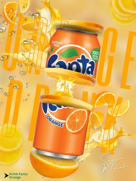 Orange poster design Orange Poster Design, Orange Poster, Graphic Design Collection, Fanta Can, Visual Branding, Advertising Poster, Pink Lemonade, Menu Restaurant, Post Design