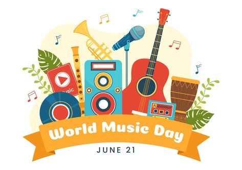 World Music Day Poster, Music Day Poster, World Music Day, Music Day, Day Illustration, Poster Drawing, Cityscape Photos, Logo Banners, World Music