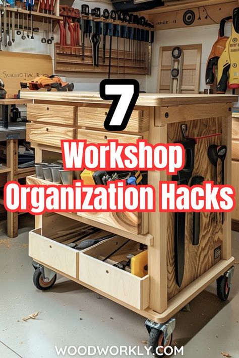 Discover clever organization hacks for your woodworking workshop! Learn space-saving tips, storage solutions, and create a more efficient workspace. Streamline your woodworking projects with these expert tips! 🛠️ #WorkshopOrganization #WoodworkingTips #DIYProjects #HomeImprovement #Woodworkers Milwaukee Workshop Storage, Mancave Workshop Ideas, Wood Shop Work Table, Diy Workshop Organization Ideas, Workshop Organization Layout, Small Woodshop Ideas, Workbench Organization Ideas, Wood Workshop Design, Diy Workshop Storage