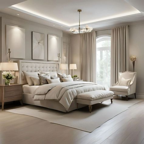 Transform your sleep space into a sanctuary of modern luxury with these elegant bedroom designs. From sleek furniture to sumptuous textures, discover the perfect blend of comfort and sophistication. Follow for inspiration on how to create a stylish and serene bedroom retreat.#ModernLuxury #BedroomGoals #InteriorDesign #LuxuryLiving #HomeDecor #DreamBedroom #BedroomInspo #ChicInteriors #ContemporaryDesign #InteriorInspiration Luxury Hotel Room Bedroom Suites Interior Design, Soft Neutral Bedroom, Bedroom Television, Skill List, Upholstered Bed Bedroom, Bedroom Primary, Bedroom Upholstered Bed, Master Room Design, Modern Bedroom Colors