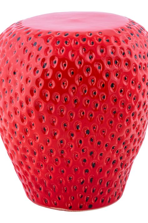 This Strawberry Stool From HomeGoods Is Taking Over TikTok Ceramic Strawberry, Handmade Stool, Summertime Decor, Metal Accent Table, Strawberry Fields Forever, Strawberry Decorations, Home Goods Store, Small Stool, Red Accessories