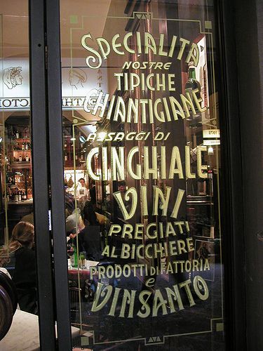 italian window by Between Here and There, via Flickr  Great Fonts and Decor Italian Restaurant Design, Italian Restaurant Decor, Gold Leaf Signs, Cafe Window, Italian Bistro, Window Signage, Italian Cafe, Window Graphics, Sign Writing