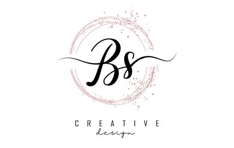 Handwritten BS B S letter logo with sparkling circles with pink glitter. B S Logo Design, Bs Logo Design Ideas, B And S Logo, Bs Logo Design Letter, Bs Logo Design, S B Logo, Bs Logo, Blank Wedding Invitation Templates, Initial Tattoos