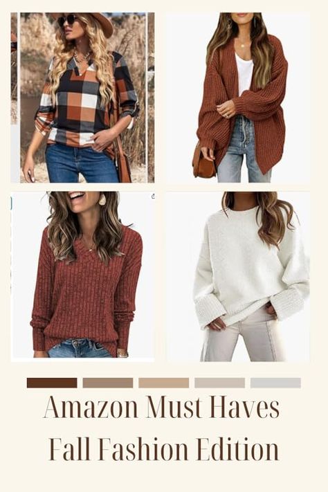 Fall sweaters…yes please Amazon Sweaters For Women, Fall Outfits Amazon 2024, Amazon Winter Outfits, Amazon Must Haves Clothes, Amazon Teacher Outfits, Amazon Outfit Ideas, Amazon Fall Fashion, Fashion Travel Outfit, Amazon Must Haves