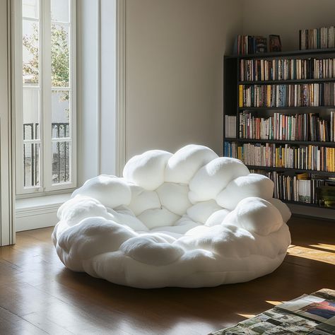 The Cloud Bean Bag is a plush, cloud-shaped seat that brings ultimate comfort and relaxation to any space. Designed to resemble a soft, fluffy cloud, its rounded, gentle contours and cushioned form cradle your body, offering a cozy place to lounge. Made from premium, breathable fabric and filled with high-density foam, this bean bag molds to your shape, providing ergonomic support. Perfect for reading, napping, or simply unwinding, the Cloud Bean Bag adds a whimsical, nature-inspired touch to... Fluffy Chair, Big Bean Bags, Whimsical Nature, Cozy Room Decor, Cozy Place, Cozy Room, The Cloud, Bean Bag, Art Class