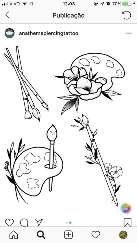 Art Brush Tattoo Ideas, Tattoo Ideas Small Simple Meaningful, Paint Brush With Flowers Tattoo, Small Paint Brush Tattoo, Small Paintbrush Tattoo, Paintbrush Tattoo Ideas, Art Brush Tattoo, Paint Brush Tattoo Ideas, Logos And Branding