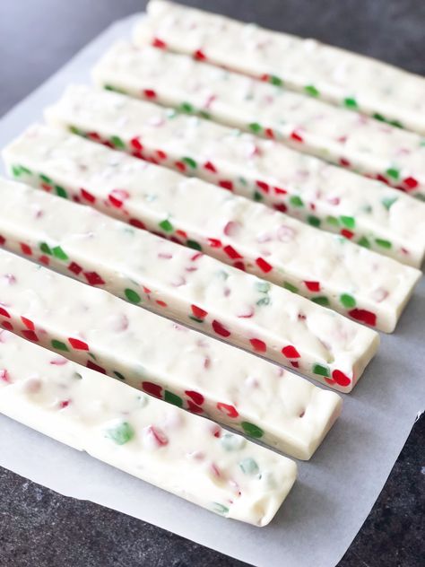 Christmas Gumdrop Nougat, Gumdrop Nougat, Turtle Clusters, Nougat Recipe, Nougat Candy, Christmas Candy Easy, Xmas Desserts, Christmas Fudge, Homemade Sweets