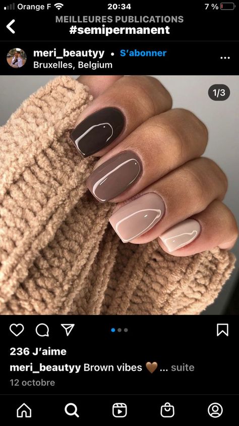 Valentine Nails, Gelový Lak, Multicolored Nails, Fall Gel Nails, Nagel Tips, Her Nails, Cute Gel Nails, Manicure Y Pedicure, Short Hairstyle