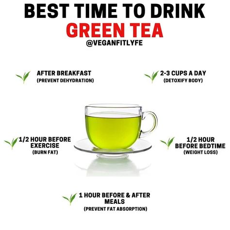 Vegan Fit Life | Nutritionist on Instagram: “Best Times to Drink Green Tea💚💪 . Tag a green tea lover🙏 . How can you be sure if you are getting all the green tea benefits by simply…” Low Calorie Dinner Recipes, Snacks Low Calorie, Recipes Under 500 Calories, Low Calorie Vegetarian Recipes, Low Calorie Dinner, Recipes Low Calorie, Healthy Calories, Green Tea Diet, Benefits Of Green Tea