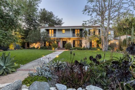 Elegant Monterey Revival Estate - Los Angeles Times Monterey Colonial, San Gabriel Valley, Revival Architecture, Stone Counters, South Pasadena, Colonial Revival, Brick Fireplace, Exterior Brick, Historical Architecture