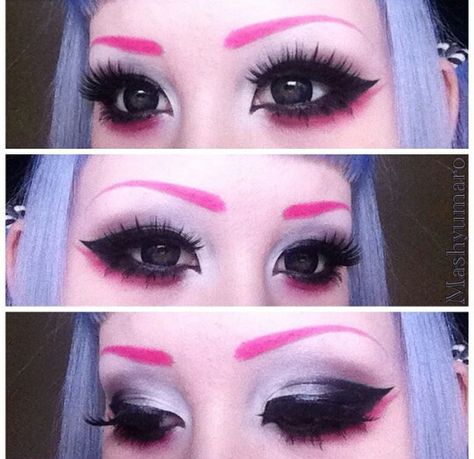 Pastel Goth Makeup, Anime Eye Makeup, Scene Makeup, Doll Eye Makeup, Alt Makeup, Kawaii Makeup, Alternative Makeup, Cool Makeup Looks, Goth Makeup