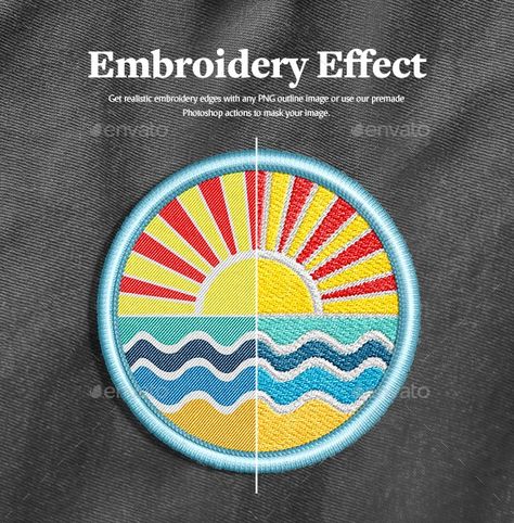 Embroidery Effect Patch Mockups Set Outline Images, Embroidery Patches, The Source, Favorite Shirts, Graphic Illustration, Mockup, Graphic Art, Turning, Embroidery