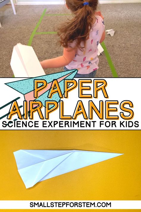 Building paper airplanes with your toddler helps them to understand simple principles of aerodynamics, like what makes a plane fly and what can affect the flight. It also helps with the concept of distance, since you can measure how far each paper airplane flies during your experiment. #STEMforkids #homeschooling #scienceforkids #paperairplanes Flying Paper, Engineering Activities, Airplane Flying, Science Activities For Kids, Stem For Kids, Small Step, Paper Airplane, Paper Airplanes, Science Experiments Kids