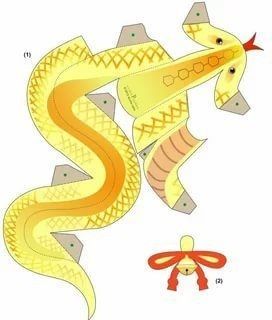 Origami Snake, Box Animals, Paper Snake, Snake Crafts, Fantasy Craft, Animal Templates, Origami Dragon, Paper Box Template, Paper Toys Template