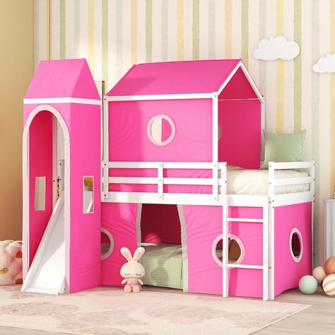 Bunk Bed With Slide, Bed With Slide, Bunk Bed, Bed Frame, Loft Bed, Tent, Tower, Loft, Bedroom