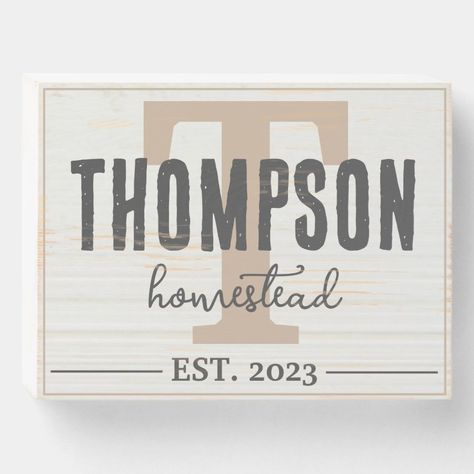 Family Name Farmhouse Style Homestead Wooden Box Sign  Zazzle Farmhouse Bed And Breakfast, Bed And Breakfast Sign, Vacation Rental Business, Farmhouse Style Bedding, Vacation Rental Host, Host Tips, Farmhouse Bed, Couples Getting Married, Black And White Designs