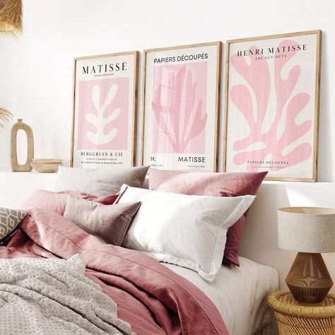 Set Of 3 Pink Matisse Abstract Leaf Wall Art Canvas Printings, Rouge Pink Matisse, Henri Matisse Printed Bedroom Poster, Pink Wall Art Lady, Pink Home Decor, Abstract Art Matisse Print, Pink Living Room Decoration, Pink Wall Art Aesthetics, Unframed | SHEIN USA Pink Matisse, Matisse Abstract, Murs Roses, Pink Wall Decor, Unique Gallery Wall, Matisse Print, Pink Living Room, Matisse Prints, Pink Home Decor