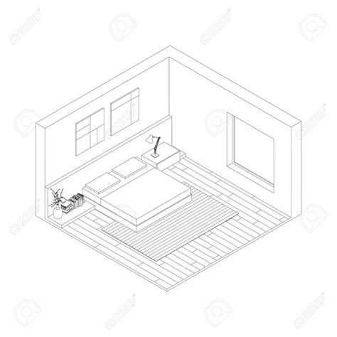 Bedroom Isometric, Monochrome Bedroom, Bedroom Inspirations Minimalist, Perspective Sketch, Bedroom Drawing, Isometric Drawing, Drawing Interior, Small House Elevation, Clever Captions For Instagram