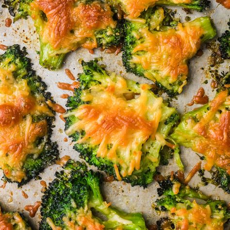 Crispy Smashed Broccoli with Parmesan | Easy Recipe Smashed Parmesan Brocolli, Crispy Smashed Broccoli Chips, Smashed Brocolli Recipes, Crispy Parmesan Broccoli Chips, Broccoli Parmesan Crisps, Smashed Parmesan Broccoli, Crispy Smashed Broccoli, Smash Broccoli Parmesan, Smashed Broccoli With Cheese