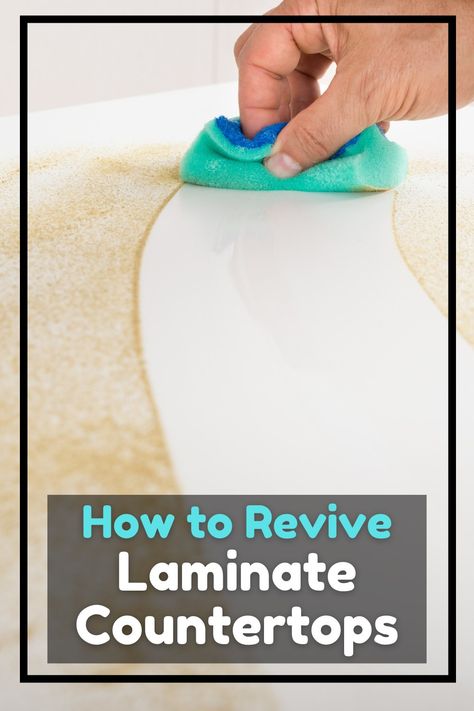 Make Laminate Countertops Shine, Polish Laminate Countertops, Refresh Laminate Countertop, Blue Laminate Countertops, Laminated Countertops Kitchen, Kitchen Counter Laminate, How To Clean Kitchen Countertops, Cleaning Formica Countertops, Stain Laminate Countertops