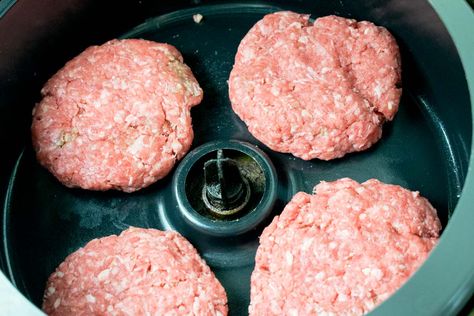 Burgers de fromage Tefal Actifry, Actifry Recipes, Air Fryer Recipes Snacks, Cheese Burgers, Cheeseburger Recipe, Wheat Free Recipes, Cheese Burger, Natural Yogurt, Air Fryer Dinner Recipes