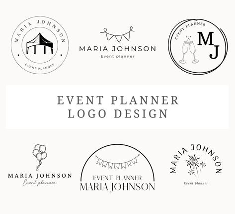 Logos, Party Planning Logo Design Ideas, Event Organizer Logo, Event Management Logo, Event Planner Logo Design, Event Company Logo, Event Planner Branding, Logo Design Canva, Planner Logo Design