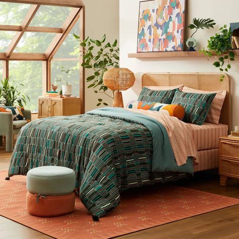 Target Opalhouse Jungalow, Opalhouse Jungalow Bedroom, Teal Comforter Bedroom, Jungalow Bedroom, Jungalow Decor, Teal Comforter, Bedroom Revamp, Target Bedding, 2024 Bedroom