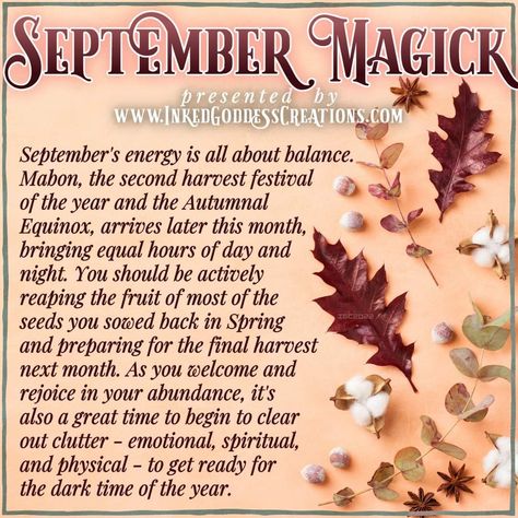 September Witchcraft, Seasonal Witchcraft, September Witch, Fall Witchcraft, Mabon Feast, September Magic, Autumn Witchcraft, September Magick, Wiccan Sabbats