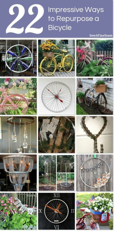 great bicycle upcycle projects Bicycle Upcycle, Bicycle Art Recycled, Wheel Crafts, Bicycle Crafts, Recycled Bike Parts, Bike Craft, Upcycled Bike, Bicycle Ideas, Bicycle Wheels