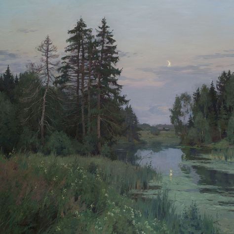 Gallery | Stanislav Brusilov - modern Russian realistic painting. Russian Landscape, Russian Painting, Forest Painting, Realistic Paintings, Aesthetic Painting, Russian Art, Artistic Photography, Environmental Art, Fantasy Landscape