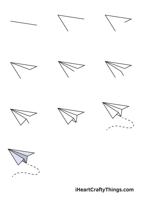 How to Draw a Paper Airplane – Step by Step Guide Paper Airplane Steps, Paper Airplane Drawing, Airplane Doodle, Paper Airplane Tattoos, Paper Plane Tattoo, Origami Airplane, Plane Drawing, Paper Aeroplane, Make A Paper Airplane