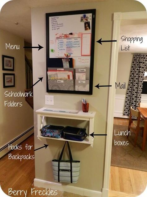 Keeping current items in que. Home Command Center, An Organized Home, Family Command Center, Organized Home, Command Center, Wall Organization, Cleaning Organizing, Organization Hacks, Storage And Organization