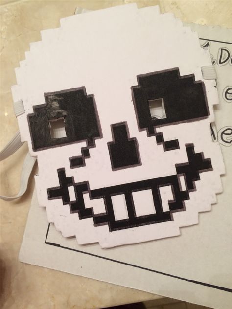 Sans mask!!!! Kris Deltarune Cosplay, Fnaf Mask Diy, Spamton Body Pillow, Spamton Deltarune Cosplay, Sans Undertale Crochet Pattern, Undertale Costumes, Sans Mask, Sans Cosplay, Undertale Cosplay