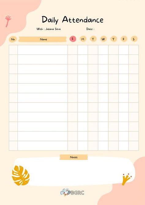 Free Printable Attendance Sheet Templates Diy Attendance Chart, Attendance Records Free Printable, Daycare Attendance Sheet Free Printable, Weekly Attendance Sheet Template, Attendance Chart For Kindergarten, Attendance Sheet Template Free Printable, Attendance Chart Printable, Attendance Chart Ideas, Class Attendance Sheet