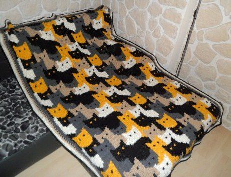 Tutos et modèles pour faire un chat au crochet Cat Afghan, Kat Haken, Crochet Cat Pattern, Cat Blanket, Vintage Crochet Pattern, Vintage Blanket, Crochet Vintage, Manta Crochet, Afghan Blanket