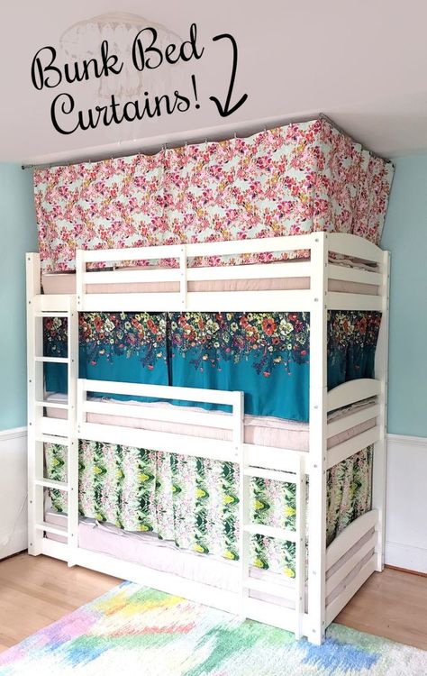 Diy Bunk Bed Curtains, Bunk Bed Curtain, Bunk Bed Decor, Bunk Bed Curtains, Loft Bed Curtains, Bunk Bed Tent, Bunk Beds For Girls Room, Childrens Bed, Bed Tents