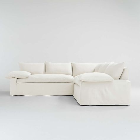 Ever Slipcovered Sofa & Furniture Collection | Crate and Barrel Concrete Couch, White Sofa Decor, How To Make Corner Sofa, Atlanta Condo, Sofa Comfy, Emily Watson, Dream Flat, 3 Piece Sectional Sofa, Relaxed Aesthetic