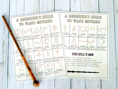 wand movements motions printable for harry potter party book of spells Harry Potter Wand Shop, All Harry Potter Spells, Wand Motions, Free Printable Harry Potter, Harry Potter Board Game, Harry Potter Hogwarts Mystery, Printable Harry Potter, Harry Potter Spell Book, Harry Potter Activities