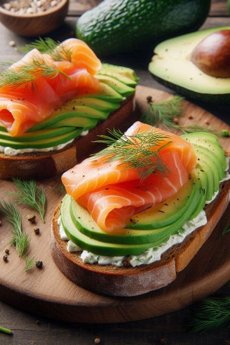 If you’re searching for a quick, healthy, and delicious meal that looks and tastes like something straight out of a gourmet café, look no further than Avocado & Smoked Salmon Toasts. This recipe offers the perfect combination of healthy fats, protein, and essential nutrients—all beautifully presented on a crispy slice of toast Salmon Slices Recipes, Smoked Salmon Avocado Toast, Salmon Breakfast Ideas, Salmon Avocado Toast, Smoked Salmon Toast, Avocado Smoked Salmon, Salmon Toast, Avocado Recipes Easy, Salmon Breakfast