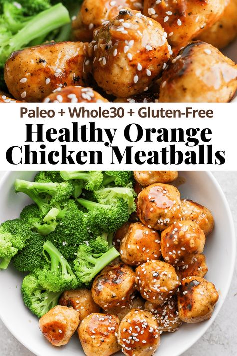 Orange Chicken Meatballs - flavorful and delicious orange chicken meatballs are perfect for an easy weeknight dinner and are kid-friendly! #orangechickenmeatballs #whole30meals #whole30recipes #paleorecipes #orangechickenmeatballshealthy Orange Chicken Meatballs, Chicken Meatballs Healthy, Healthy Orange Chicken, Ground Chicken Recipes, Easy Weeknight Dinner, Chicken Meatballs, Paleo Whole 30, Orange Chicken, Easy Weeknight