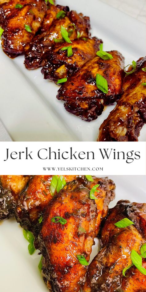 The best jerk chicken wings you will ever try. They’re the perfect combination of sweet, spicy and savory. Jerk Chicken Wings Recipe, Baked Jerk Chicken, Grilled Jerk Chicken, Jerk Chicken Wings, Jerk Chicken Recipe, Chili Pepper Recipes, Jamaican Jerk Chicken, Chicken Wing Sauces, Jamaican Dishes