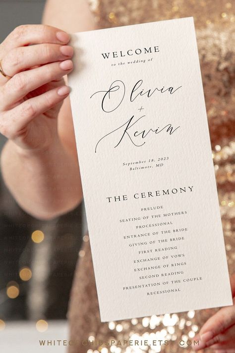 Wedding Program, Program Template, Minimalist Program, Ceremony Program, Program Printable, Program Template Wedding, Cynthia Wedding Program Examples, Wedding Programs Simple, Ceremony Program Template, Modern Wedding Program, Script Wedding Invitations, Wedding Ceremony Programs, Wedding Programs Template, Ceremony Programs, Template Wedding