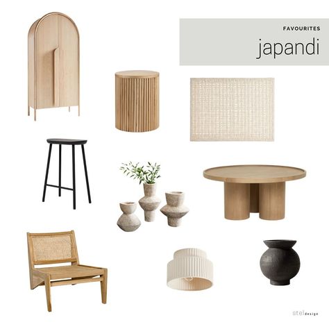 Stel Design on Instagram: “Japandi - Easily one of our favourite design styles right now. Neutral, yet warm, nature focused, cozy and uncomplicated. What’s not to…” Sofa Japandi Style, Japandi Material Board, Japandi Furniture Design, Japandi Moodboard, Japandi Table, Japandi Office, Japandi Furniture, Estilo Japandi, Home Decor Ideas Living Room Apartment